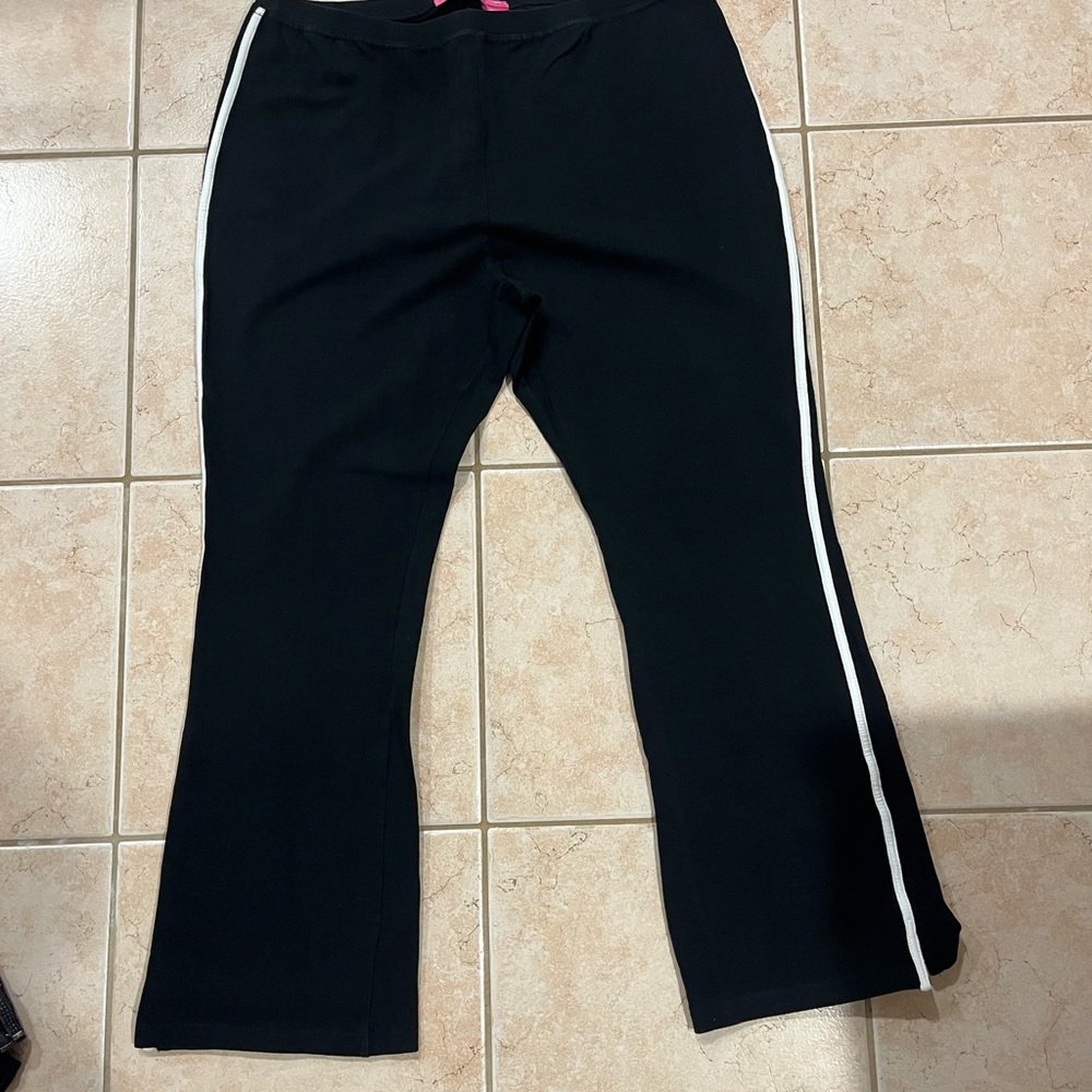 Woman Within Kids Black Joggers with White Stripe